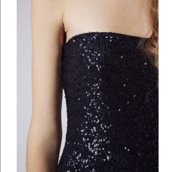Topshop Black Sequin Bandeau Jumpsuit - Picture 3 of 8